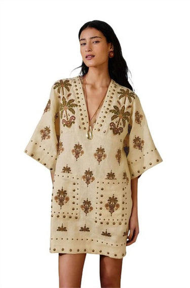 Coconut Tree Tapestry Tunic Mini Dress-Dresses-Farm Rio-Debs Boutique